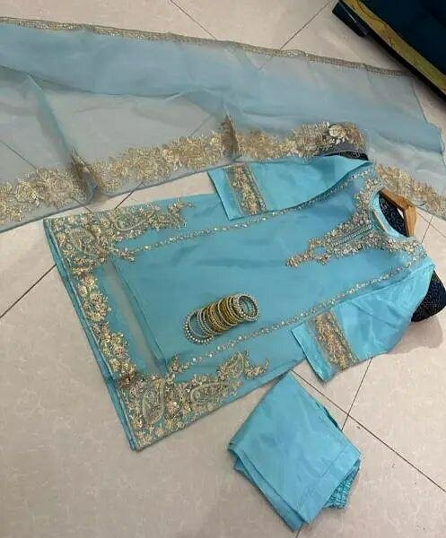 Beautiful 3pc Stitched Fancy Wear dress