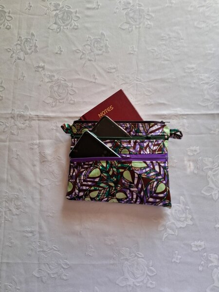 Triple zip Chitenge sling bag