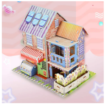 3D Puzzle Jigsaw Paper Model |3D House Building Puzzle | Learning Educational Toys For Children | Kid Gift 3D DIY Puzzle Citadel Model Cartoon House Assembling Toy Kid Early Learning