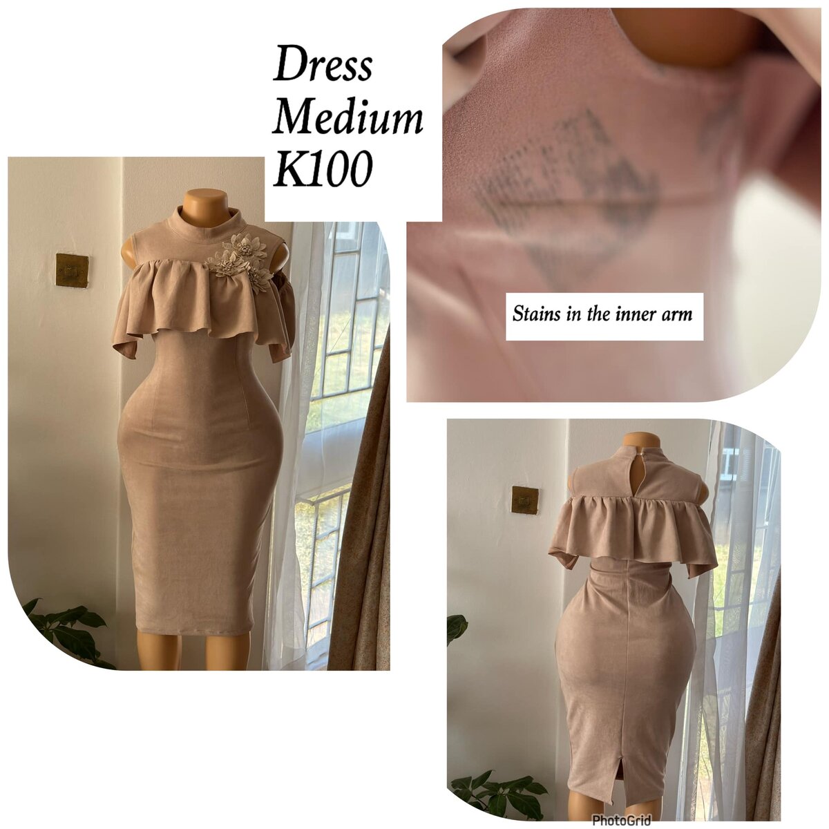 Pink sleeveless velvet dress in size M