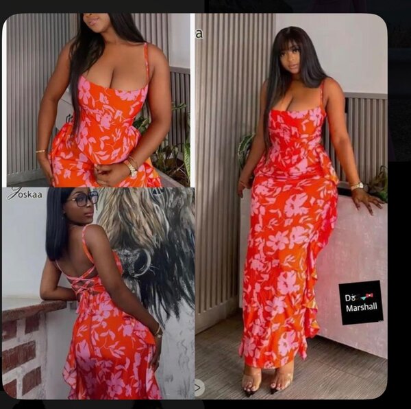 Robe Longue Rouge à Fleurs