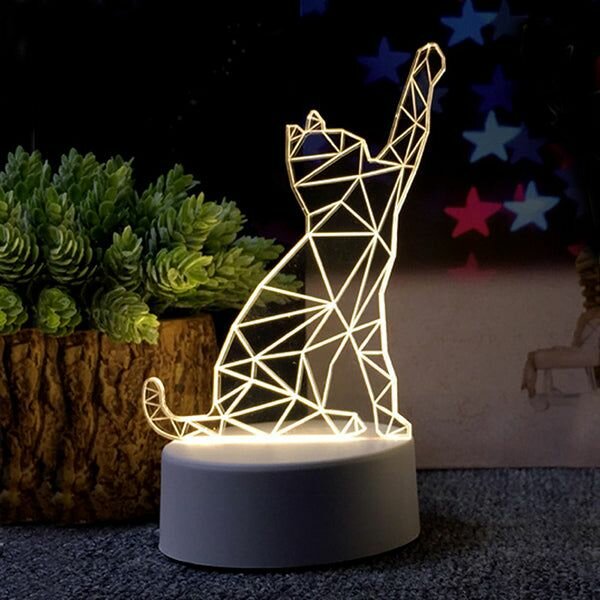 Cat shaped 3 D visualization lamp and decor