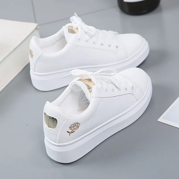 Sneakers blancs en cuir PU