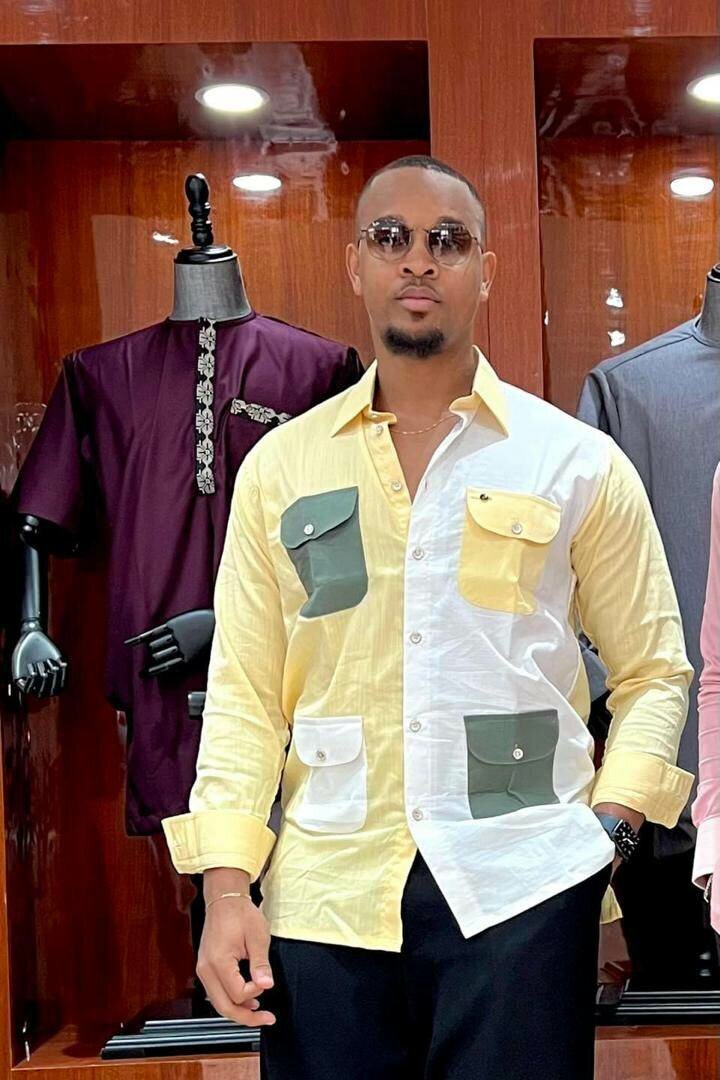 Chemise homme à poches contrastées