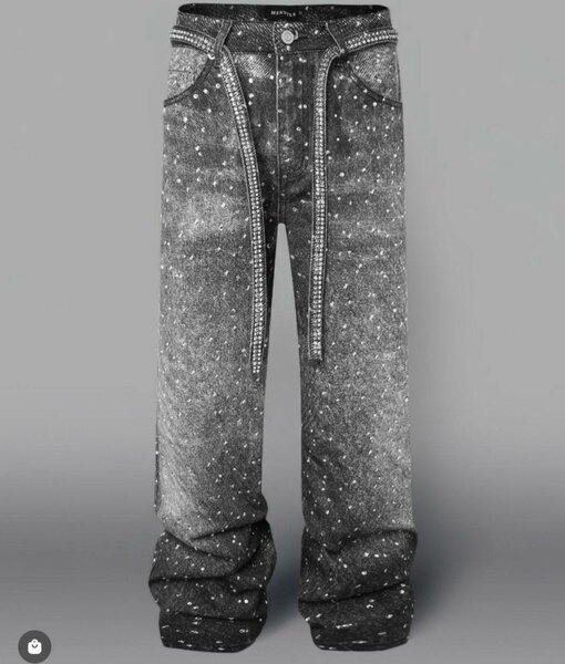 Jean décontracté strassé pour hommes