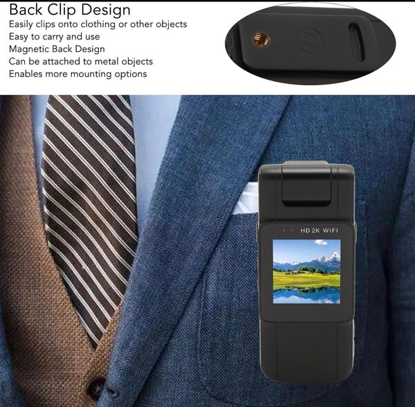 Caméra Corporelle Vidéo HD 4K avec Support Magnétique