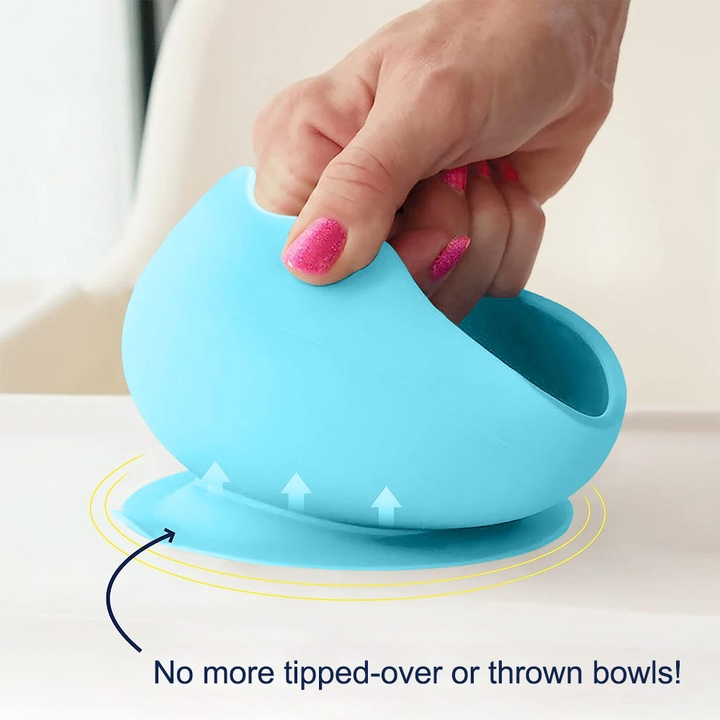 3Pcs Silicone Suction Bowl Set with Wooden Spoon & Fork