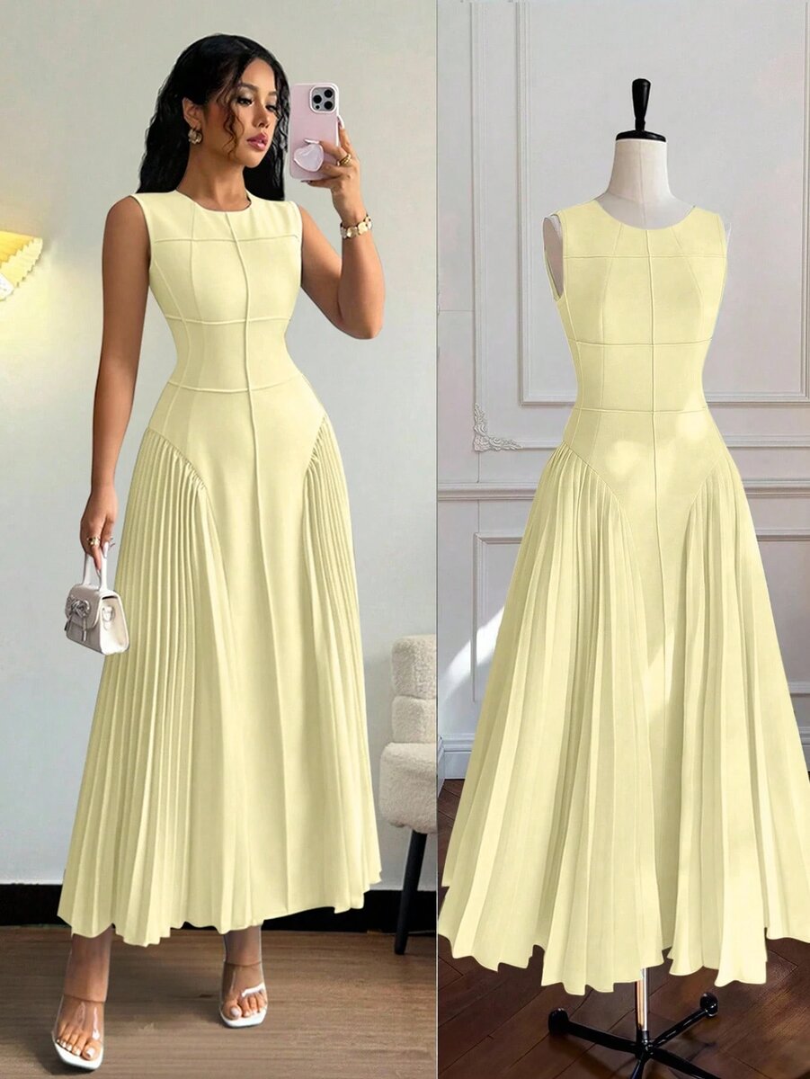 Robe Évasée Plissée Élégante