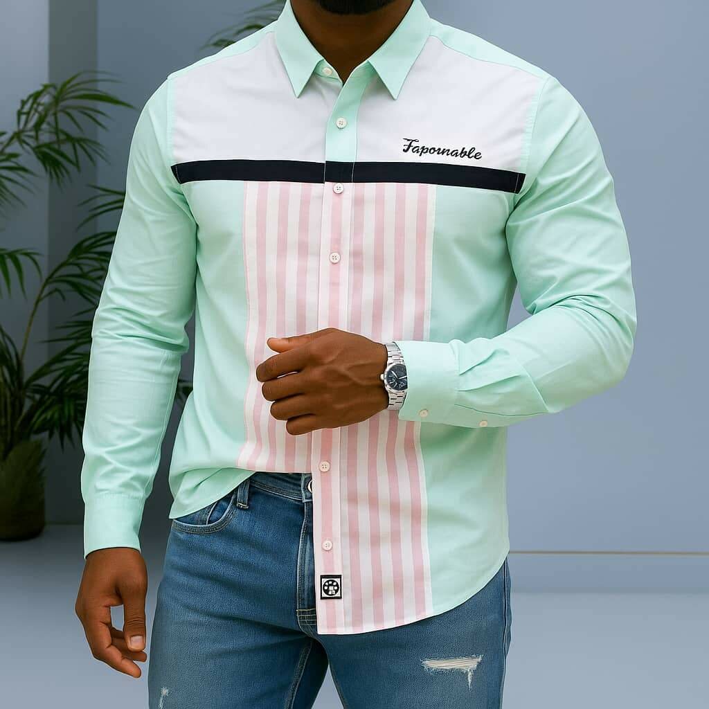 Chemise Homme Élégante Bicolore