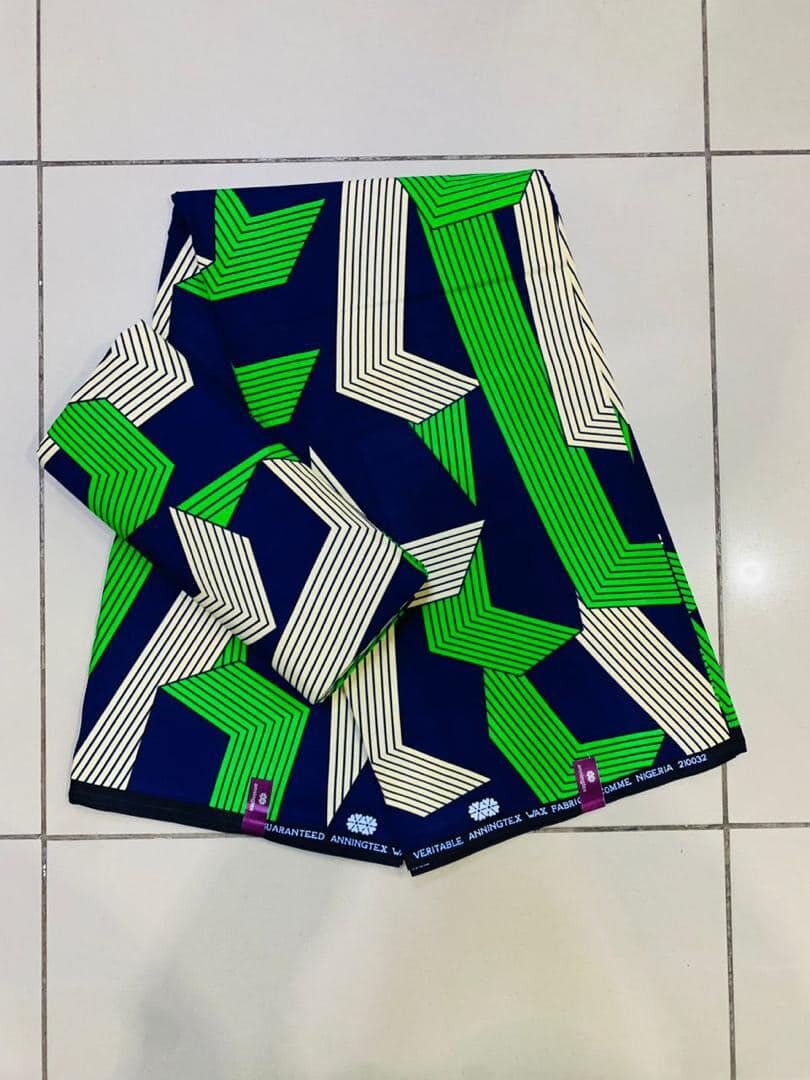 Tissu African print vert bleu