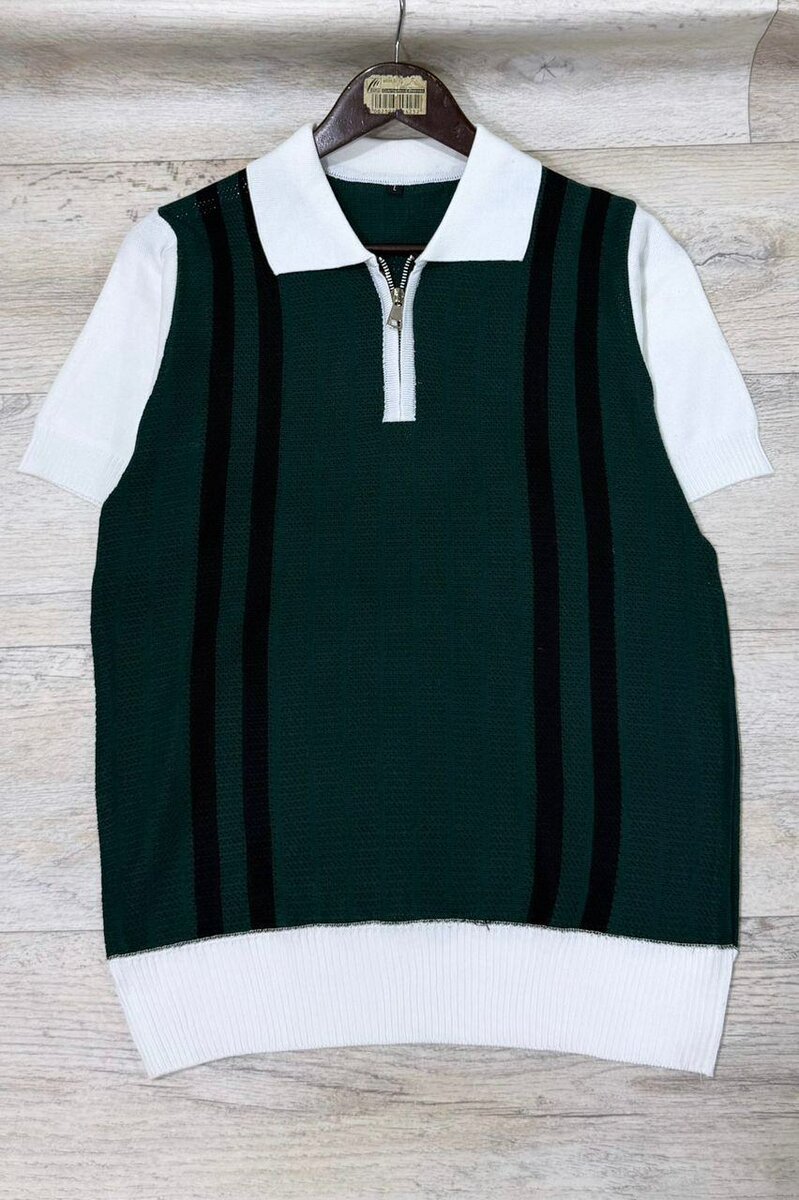 Pull polo à rayures pour homme