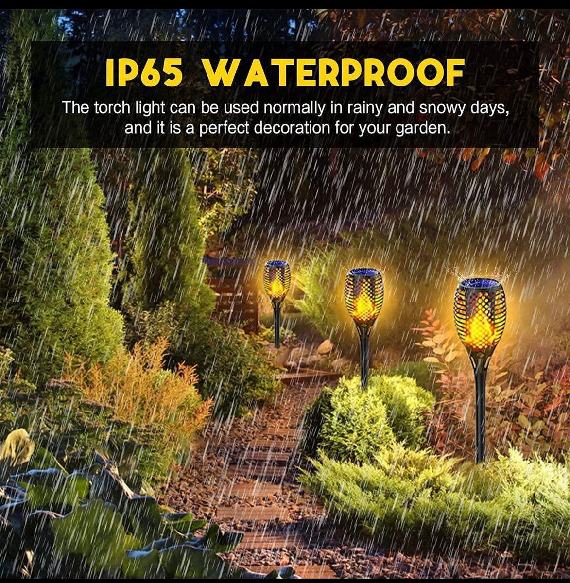 Lumières Flamme Solaire, 1 Pack Lumière Solaire de Torche IP