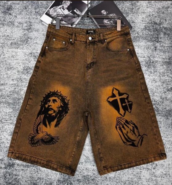 Shorts en jean décontracté imprimé
