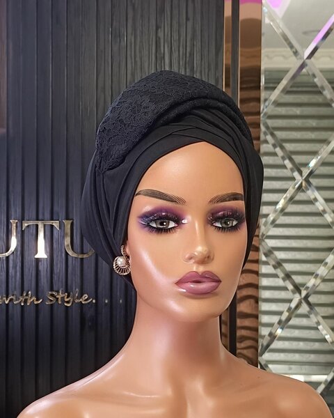 Black Ready to wear turban.
