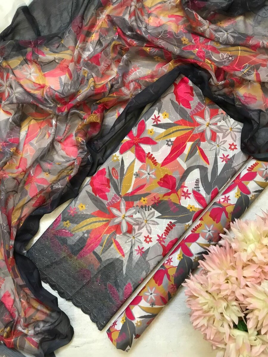 Swiss lawn digital print 3 pc