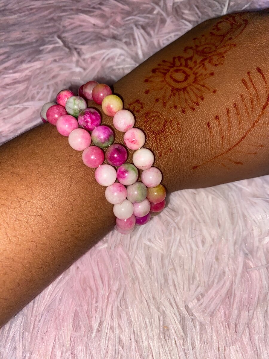 Bracelet bohème perles roses