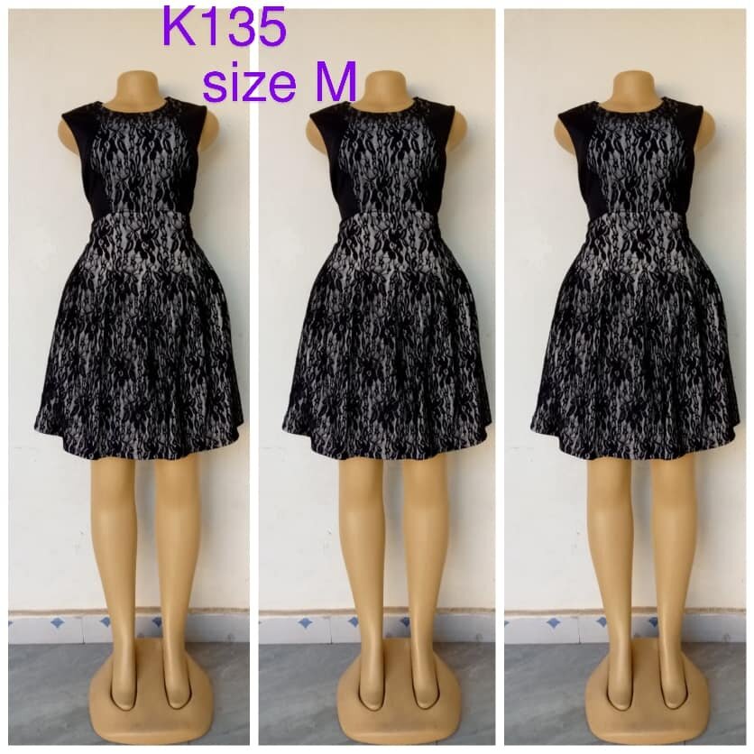 Black dress with white lining, size M