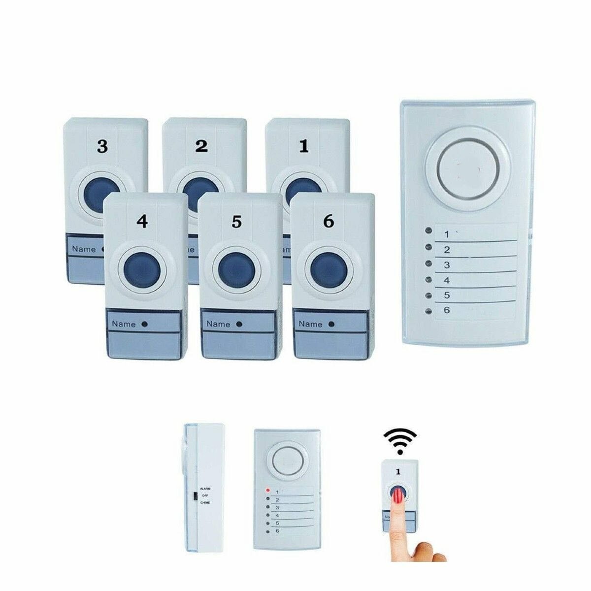 Système de sonnette d'appel de porte sans fil à six zones