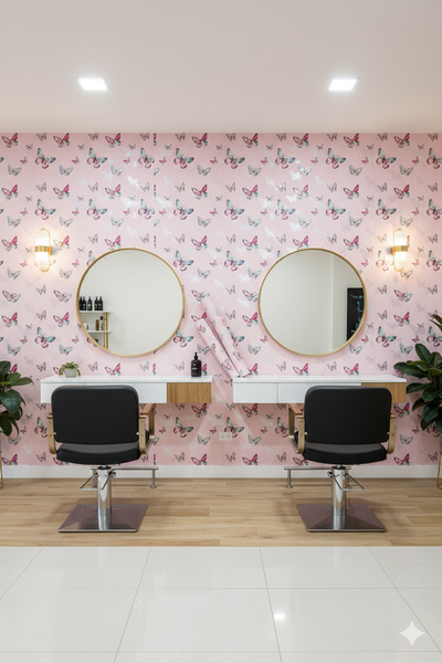 Papier peint papillons rose