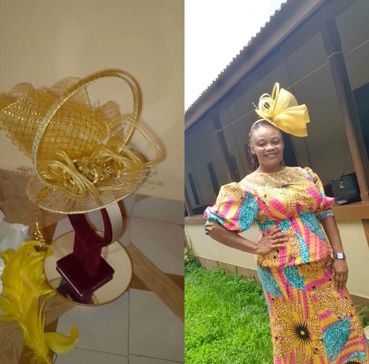 Elegant golden fascinator