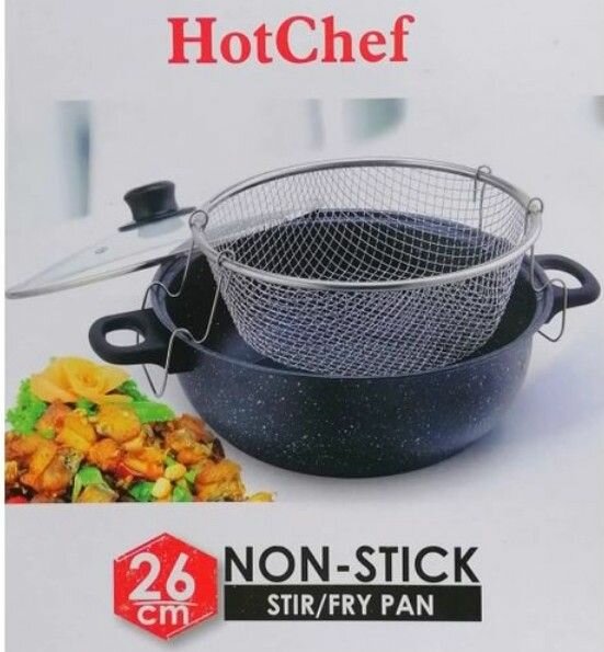 Casserole dé cuisine+ couvercle en verre -friteuse