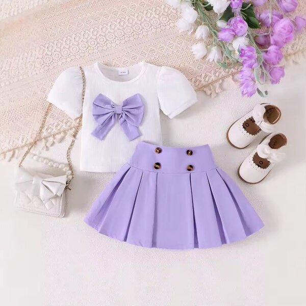 Robe fille Lilas avec Noeud