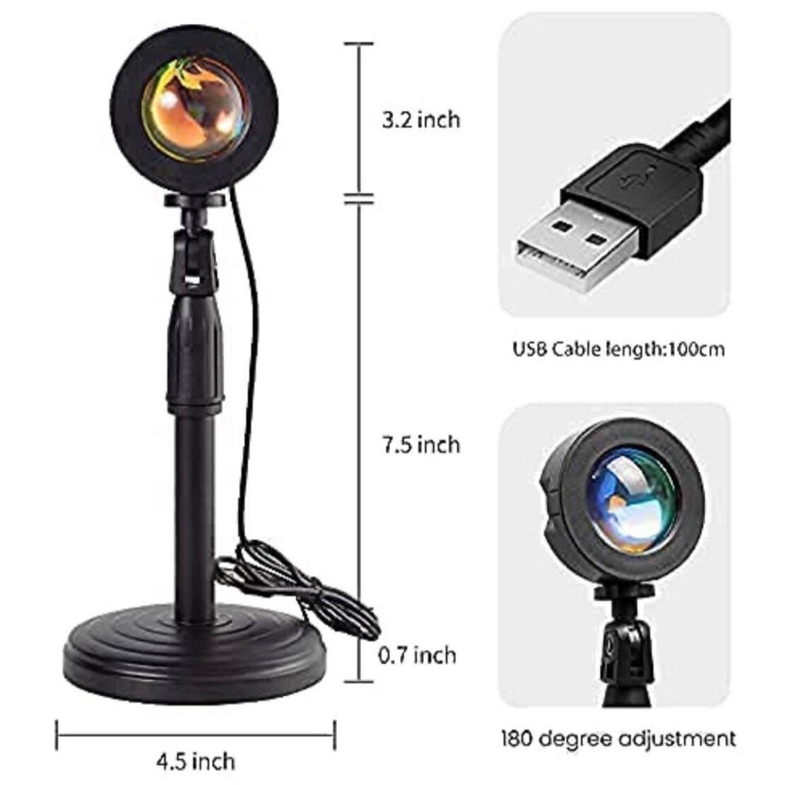 Lampe Projecteur Coucher de Soleil USB