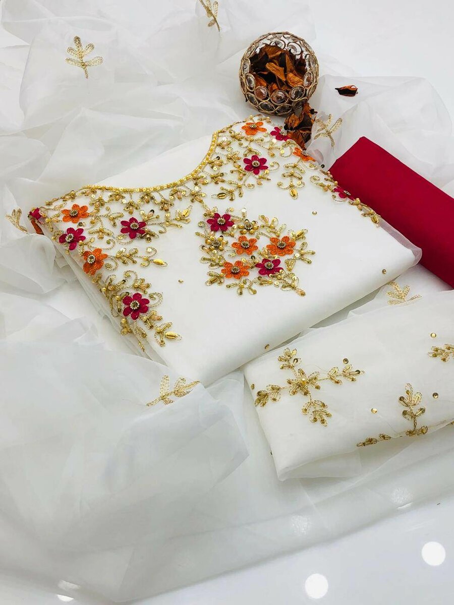 New Eid collection organza 3 pc ,dc free