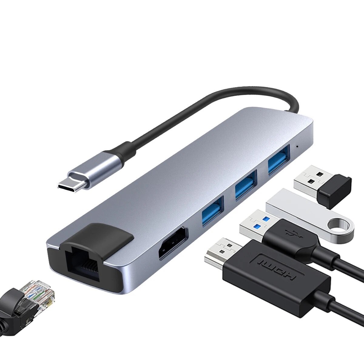 Concentrateur de Type C vers HDTV 5 en 1