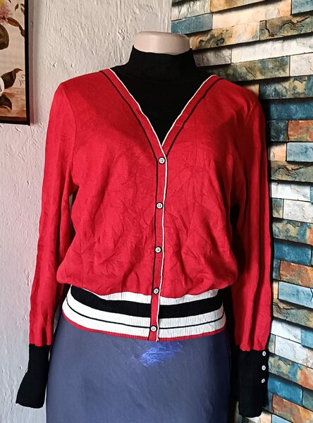 Red and Black cardigan