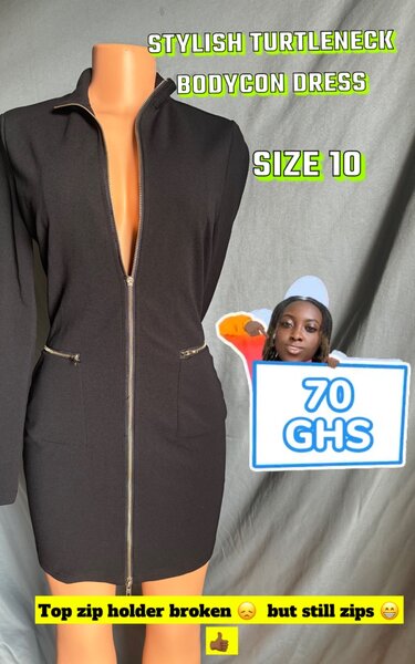 Long sleeved bodycon front zip dress