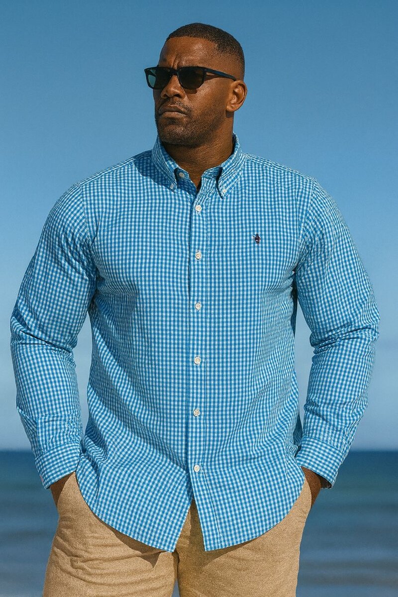 Chemise homme à carreaux bleus