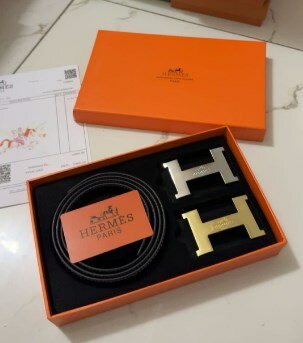 Ceinture Hermès noire + 2 boucles