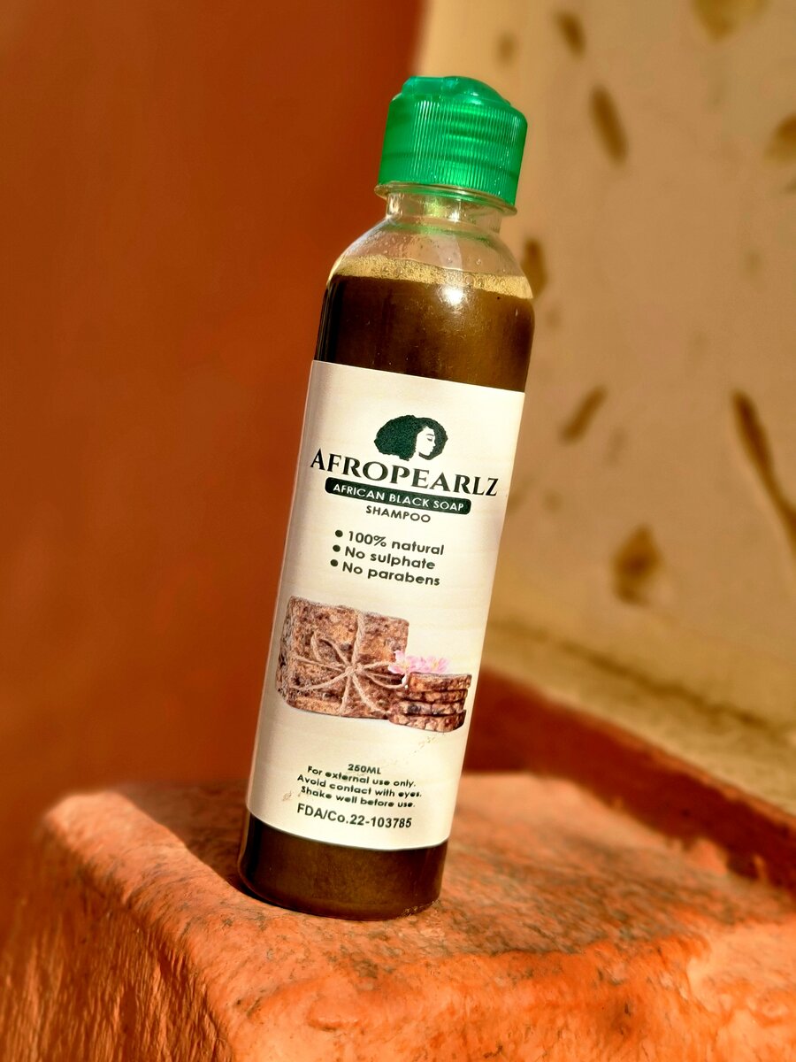 Afropearlz Black soap Shampoo