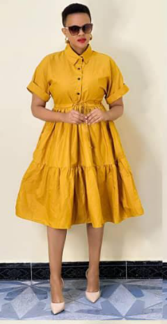 Women's yellow dress with short sleeves