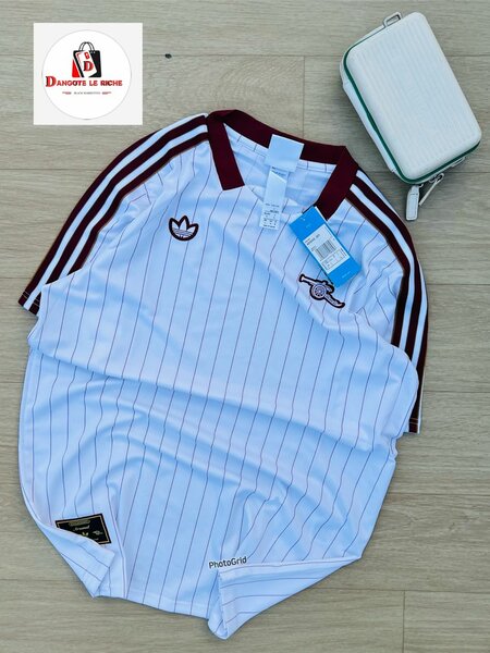 Maillot rétro blanc rayé homme