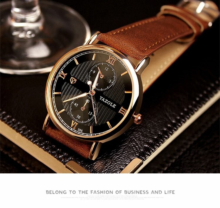 Yazole Mens Leather Watch