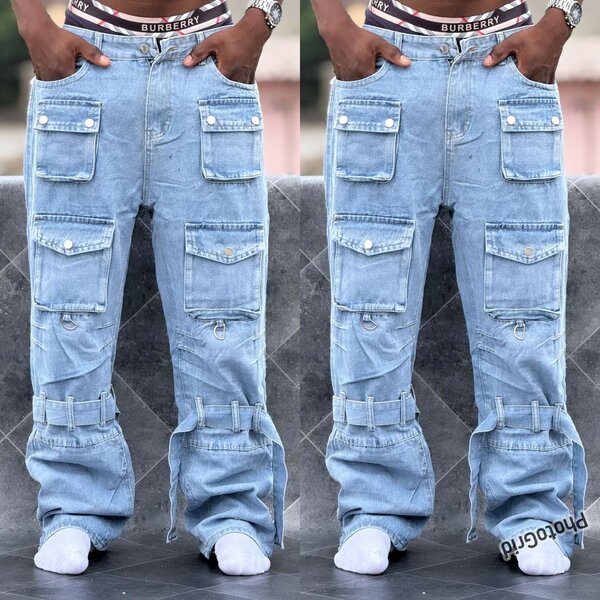 Pantalon cargo en denim homme