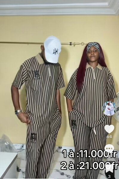 Tenues assorties unisex rayées