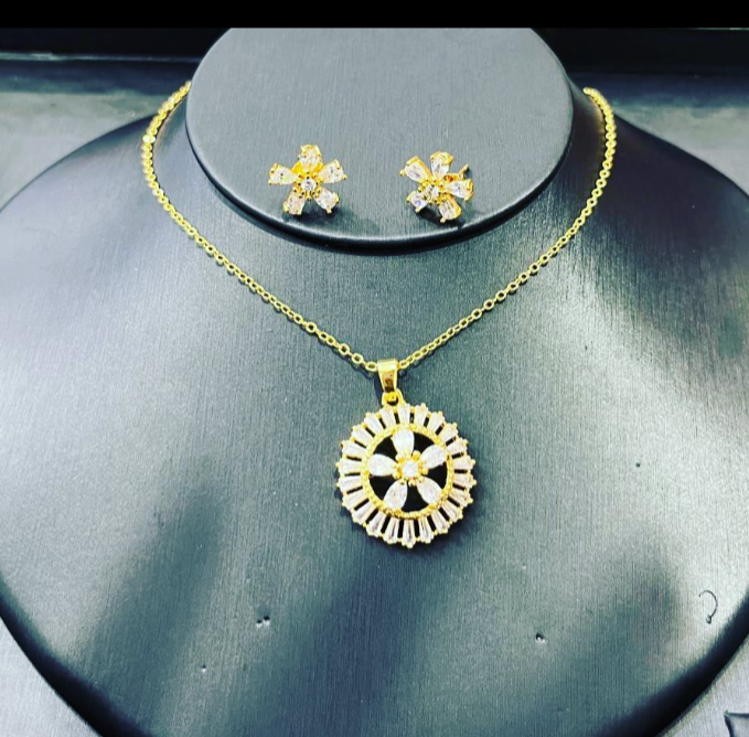 Sleek necklace and earrings 