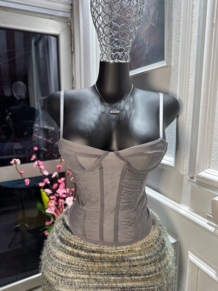 Top bustier élégant gris