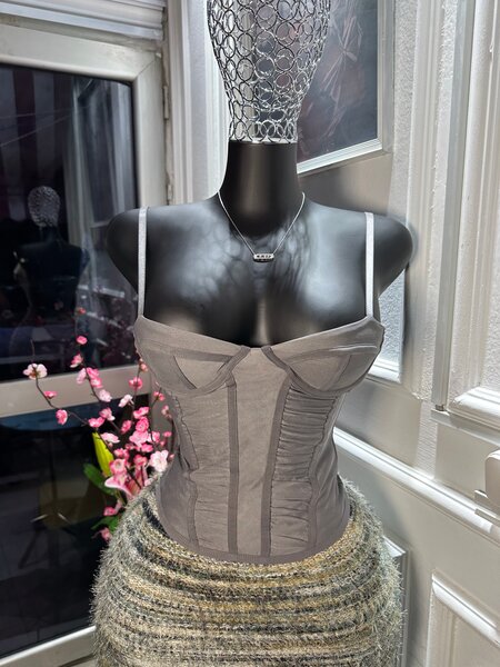 Top bustier élégant gris
