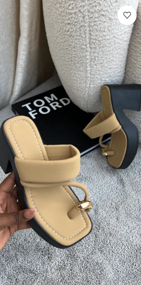 Solace Nude Rubber Sole Block Mules