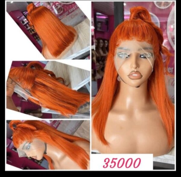 Perruque en dentelle orange vibrant