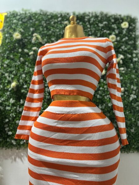 Robe Rayée Orange Blanc