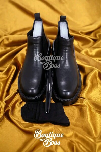 Bottes Chelsea en cuir noir