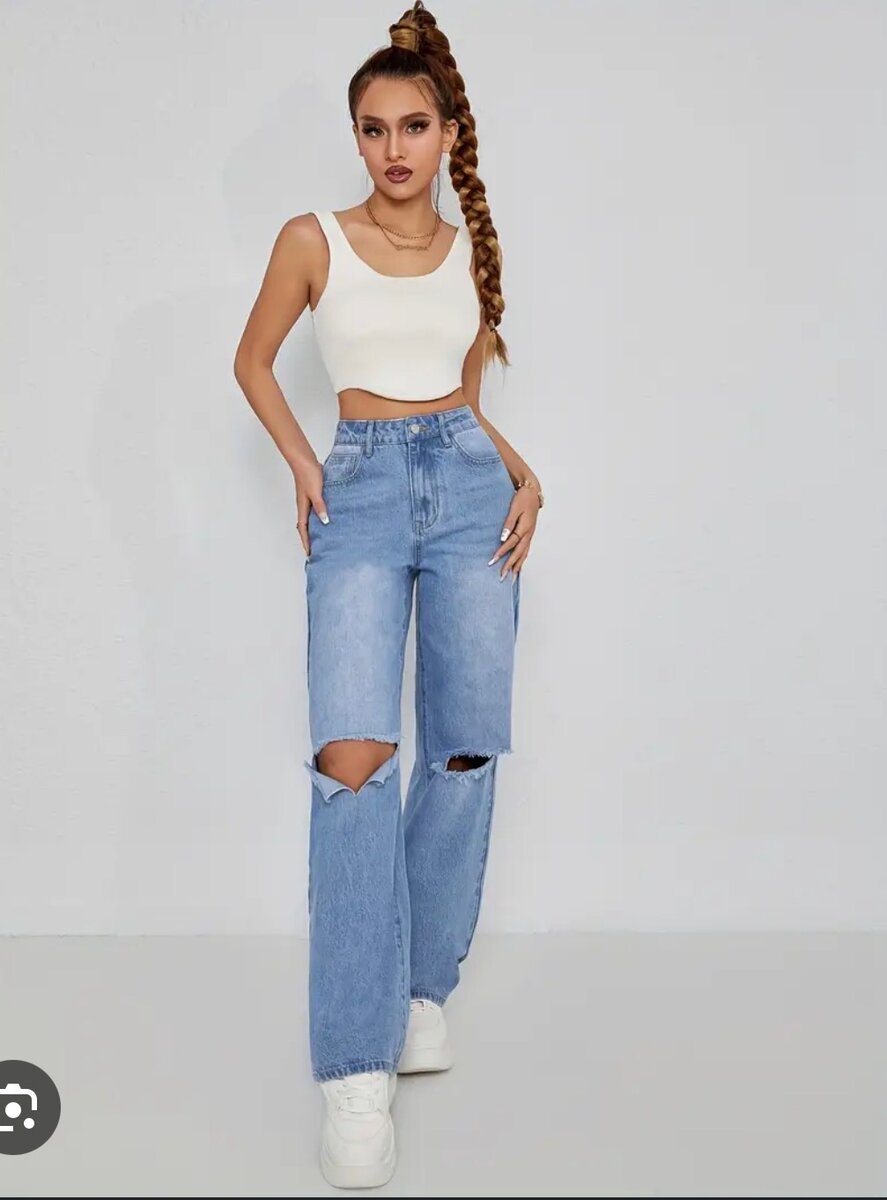 Jean large taille haute