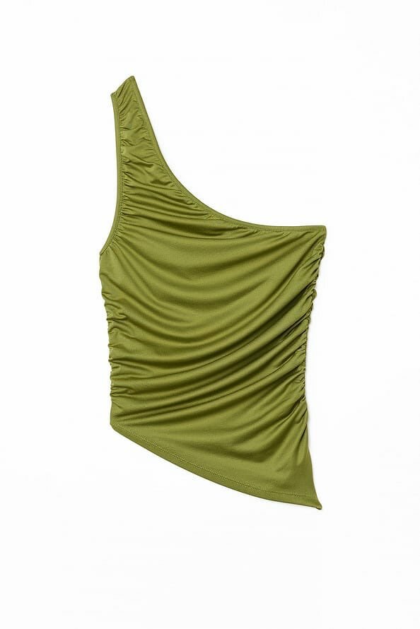Olive Asymmetric Jersey Top