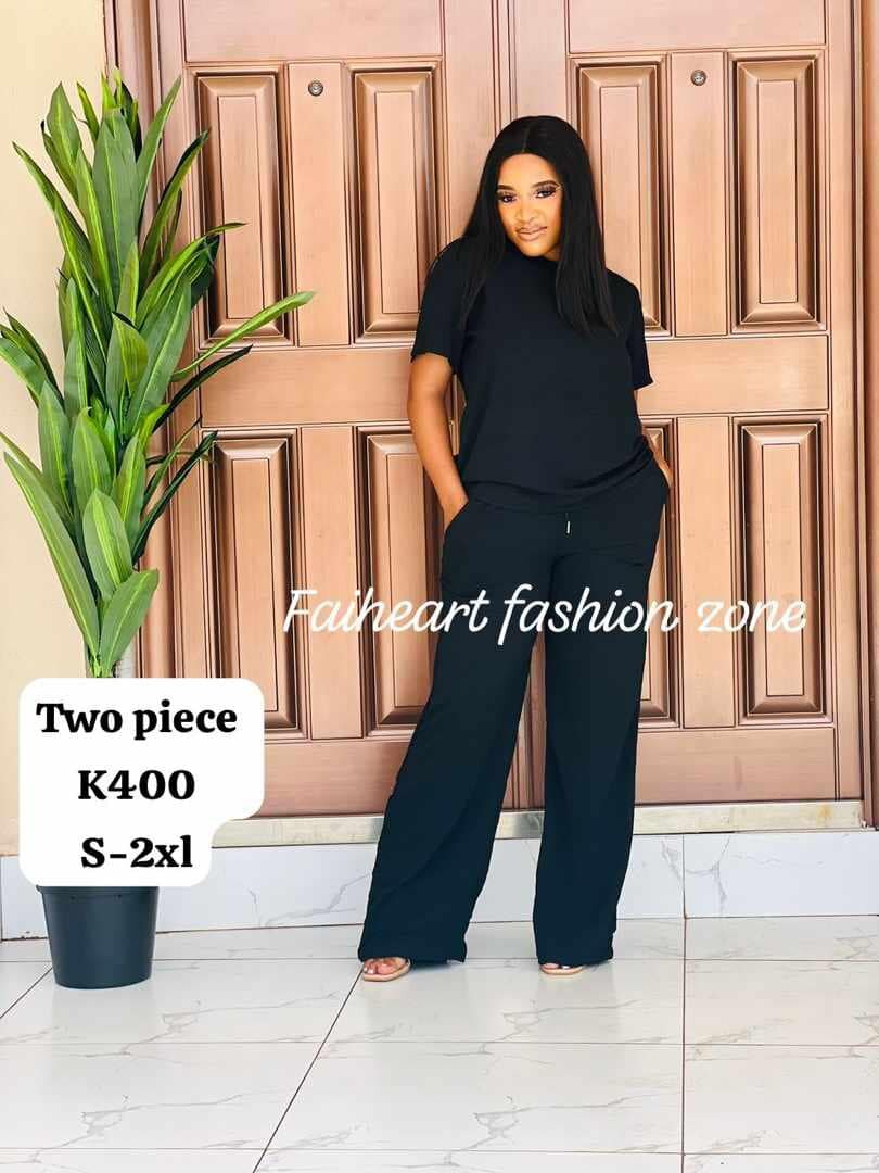 Women's set, black short-sleeved T-shirt and pants