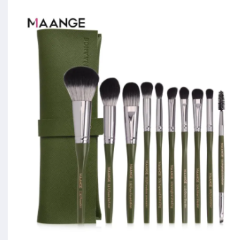 MAANGE Pro 10 Pcs Makeup Brush Set With Bag Powder Foundation Eyeshadow Lip Eyeliner Blush Blending Face Makeup Brushes tools